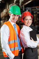 Image showing Confident Young Supervisors At Warehouse