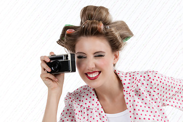 Image showing Woman with 35mm Camera