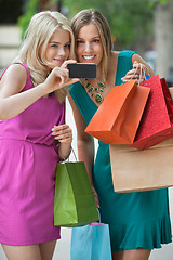 Image showing Shopaholic Women Taking Selfportrait