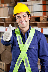 Image showing Confident Foreman Gesturing Thumbs Up