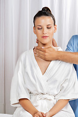 Image showing Woman Receiving Neck Massage