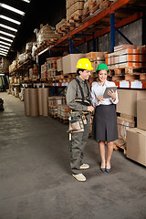 Image showing Supervisor And Foreman Using Digital Tablet At Warehouse