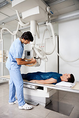 Image showing Technician Taking Patient's X-ray