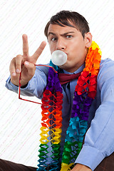 Image showing Retro Man Peace Sign