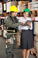 Image showing Supervisor And Foreman Using Digital Tablet at Warehouse