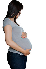 Image showing Pregnant Woman With Hands On Stomach