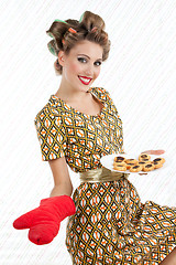 Image showing Retro Woman with Cookies