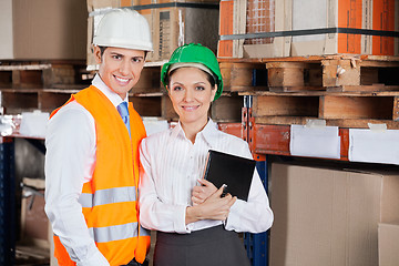 Image showing Confident Young Supervisors At Warehouse