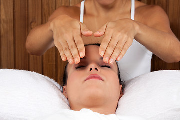 Image showing Woman Receiving a Face Massage