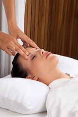 Image showing Woman Receiving a Head Massage