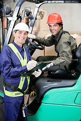 Image showing Portrait Of Forklift Driver And Supervisor