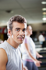 Image showing Man On Treadmill In Health Club