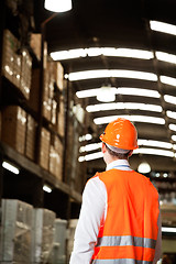 Image showing Rear View Of Male Supervisor At Warehouse