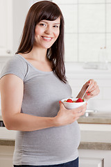 Image showing Pregnant Woman with Healthy Meal