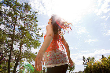 Image showing Happy Pregnant Woman in Park