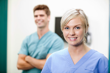 Image showing Young Female Vet In Scrubs Smiling