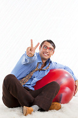 Image showing Retro Man with Pilates Ball