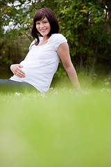 Image showing Happy Pregnant Woman in Park