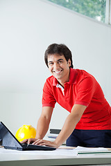 Image showing Male Architect Using Laptop