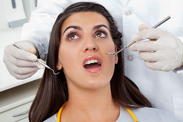 Image showing Patient Having Her Teeth Examined