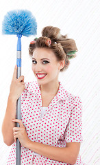 Image showing Retro Woman with Duster