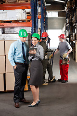 Image showing Supervisors With Digital Tablet Working At Warehouse