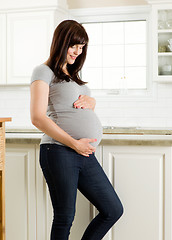 Image showing Healthy Pregnant Mother in Kitchen
