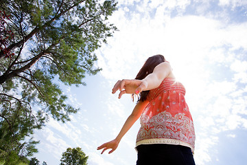 Image showing Pregnant Woman Looking to Sky