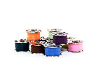 Image showing Colorful spools of thread