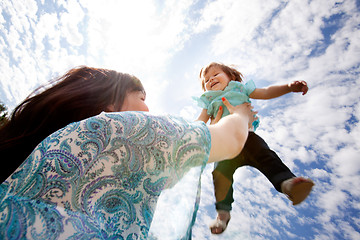 Image showing Mother Throwing Daughter into Sky