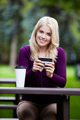 Image showing Portrait of Young Woman with Cell Phone