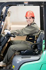 Image showing Portrait Of A Confident Forklift Driver