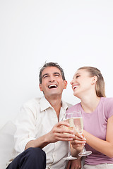 Image showing Happy Couple with Champagne Flutes