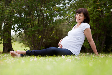 Image showing Pregnant Woman in Park