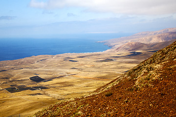 Image showing coastline  view from the top africa and house field 