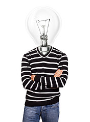 Image showing Lamp Head Man In Striped Pullover