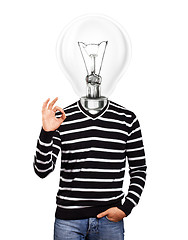 Image showing Lamp Head Man In Striped Pullover