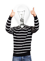 Image showing Lamp Head Man In Striped Pullover