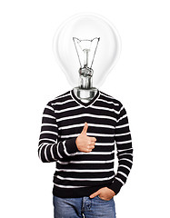 Image showing Lamp Head Man In Striped Pullover