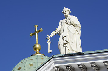 Image showing sculpture of Apostle Peter at the Cathedral in Helsinki, Finland