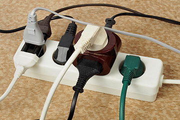 Image showing Overloaded extension cord