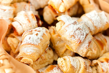 Image showing delicious homemade croissants in the basket