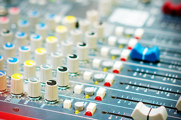 Image showing DJ turntable sound mixer in nightclub
