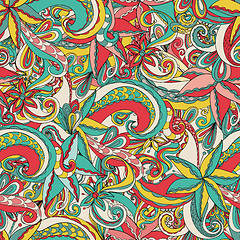 Image showing Seamless hand-drawn pattern, floral background