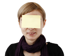 Image showing Woman and post it