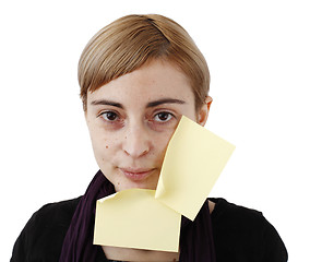 Image showing Woman and post it