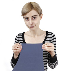 Image showing Woman holding a paper