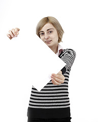 Image showing Woman holding a paper