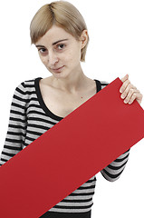 Image showing Woman holding a paper