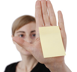 Image showing Woman and post it